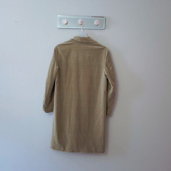 NWOT Zara light green khaki velvet-like oversized mid-length coat, XS - Picture 13 of 13